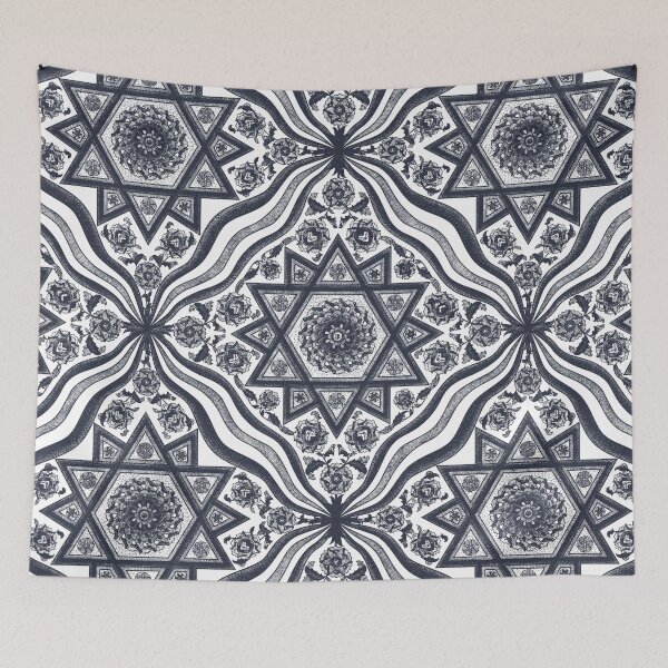 Item preview, Deep Navy and White Geometric Star Mosaic Mandala designed and sold by cirgitstudio.