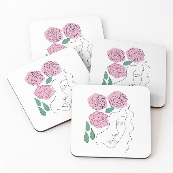 Item preview, rose crown woman minimal line drawing designed and sold by Aalia-369.