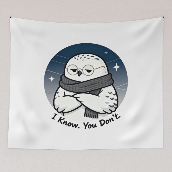 Item preview, Cool Snowy Owl Sticker I Know You Don't 2 designed and sold by HealthyEnvy.