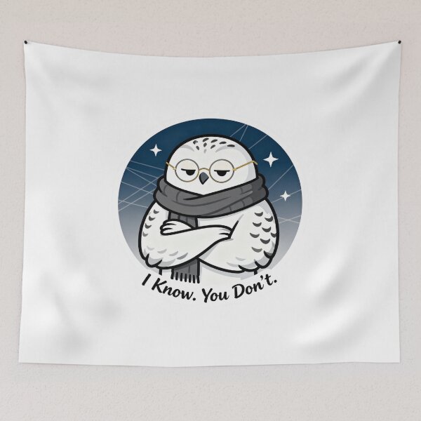 Item preview, Cool Snowy Owl Sticker I Know You Don't  designed and sold by HealthyEnvy.
