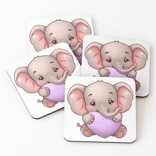 Item preview, Kawaii Pastel Sticker - Adorable Baby Elephant Love designed and sold by DigitfanStudio.