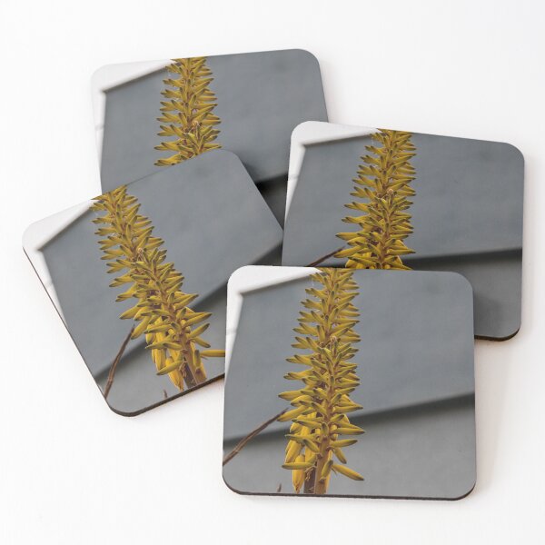 Item preview, Yellow Aloe Flower Spike Against Modern Gray Building Urban Architecture Vertical Close-Up designed and sold by Nmallia.