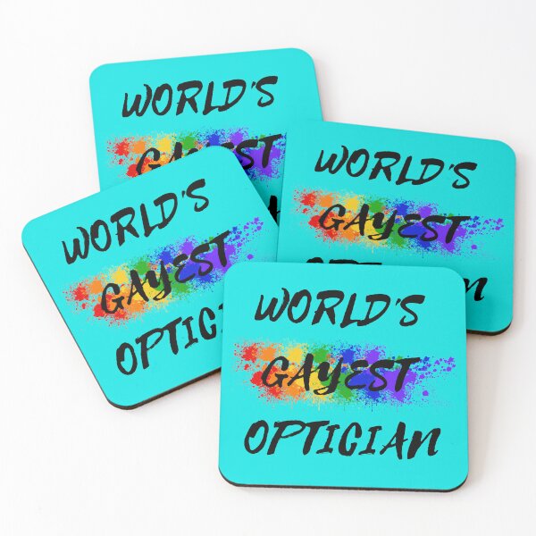 Item preview, World's Gayest Optician Queer Joke With Rainbow Colors For Proud Gay Opticians In Cyan designed and sold by LuckyKermit.