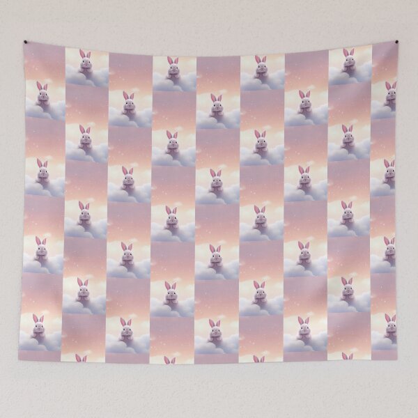 Item preview, Cute Bunny Aesthetic Dreamy Cloud Art Soft Girl Wallpaper Design designed and sold by PixelVibe Art.