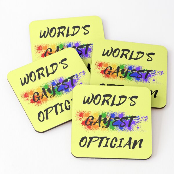 Item preview, World's Gayest Optician Queer Joke With Rainbow Colors For Proud Gay Opticians In Yellow designed and sold by LuckyKermit.