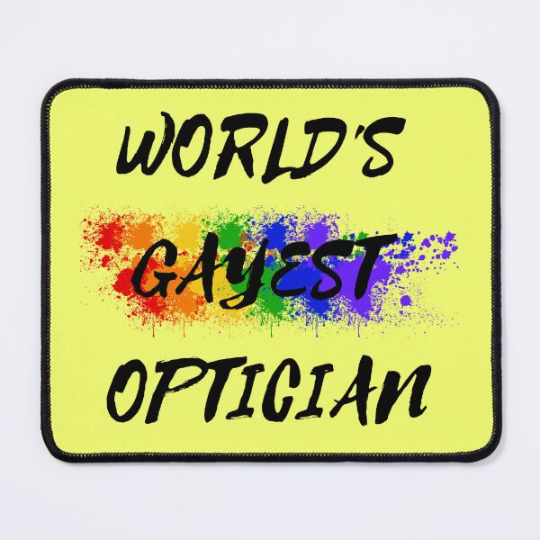 Item preview, World's Gayest Optician Queer Joke With Rainbow Colors For Proud Gay Opticians In Yellow designed and sold by LuckyKermit.