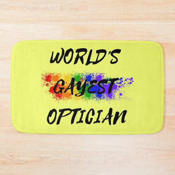 Item preview, World's Gayest Optician Queer Joke With Rainbow Colors For Proud Gay Opticians In Yellow designed and sold by LuckyKermit.