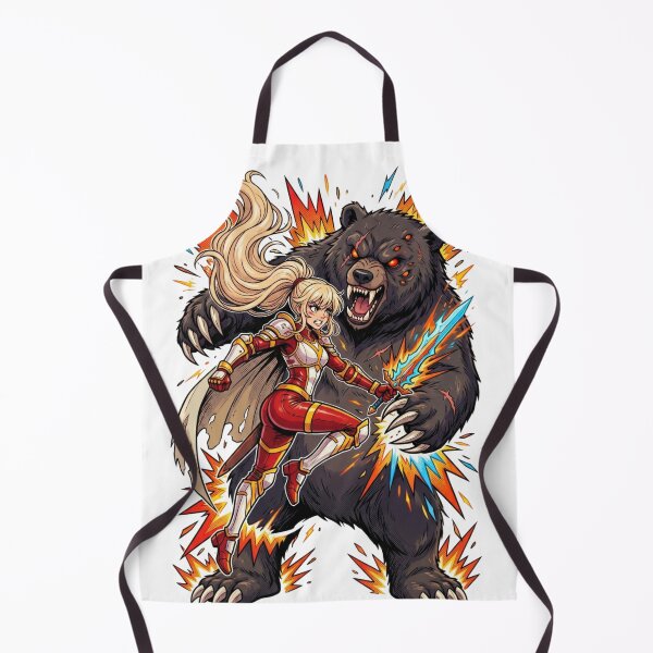 Item preview, A beautiful female knight battles a monstrous bear. designed and sold by PP&RAINBOW SHOP.