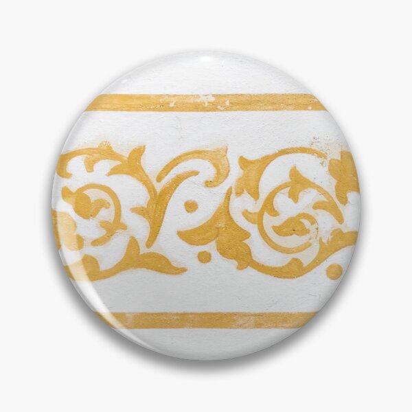 Item preview, Ornamental Golden Floral Mural on White Stucco Wall With Decorative Scroll Border designed and sold by Nmallia.