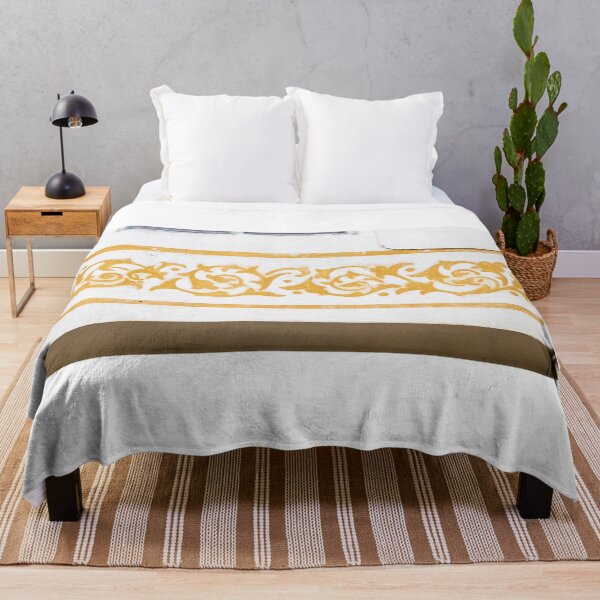 Item preview, Ornamental Golden Floral Mural on White Stucco Wall With Decorative Scroll Border designed and sold by Nmallia.