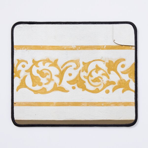 Item preview, Ornamental Golden Floral Mural on White Stucco Wall With Decorative Scroll Border designed and sold by Nmallia.