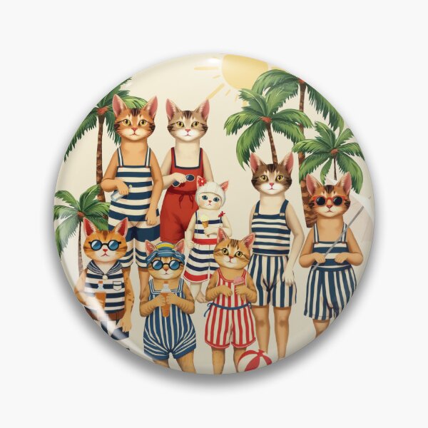 Item preview, Anthropomorphic Cat Family on a Beach | Summer Vacation designed and sold by UnhingedBird.