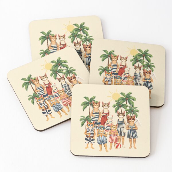 Item preview, Anthropomorphic Cat Family on a Beach | Summer Vacation designed and sold by UnhingedBird.