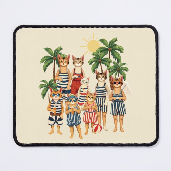 Item preview, Anthropomorphic Cat Family on a Beach | Summer Vacation designed and sold by UnhingedBird.