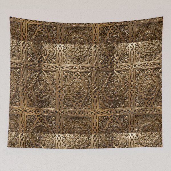Item preview, Golden Celtic Knot Mandala – Ornamental Symmetry Art designed and sold by ShaDeS-AI-Art.
