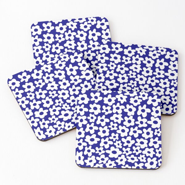 Item preview, Blue White Retro Flowers Pattern designed and sold by Jeallan Designs.