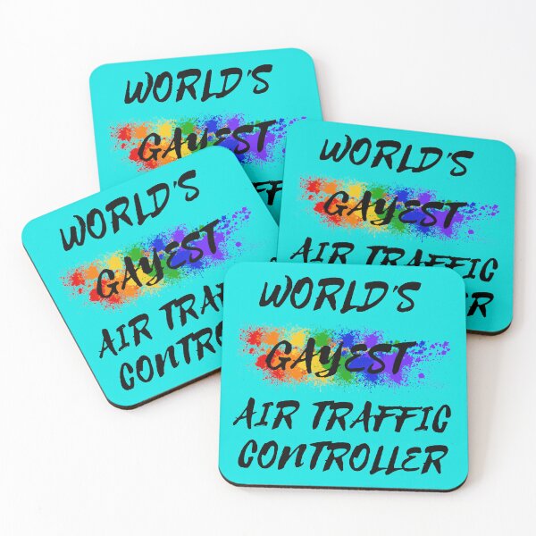 Item preview, World's Gayest Air Traffic Controller Gay Joke With Rainbow Colors For Pride Month In Cyan designed and sold by LuckyKermit.