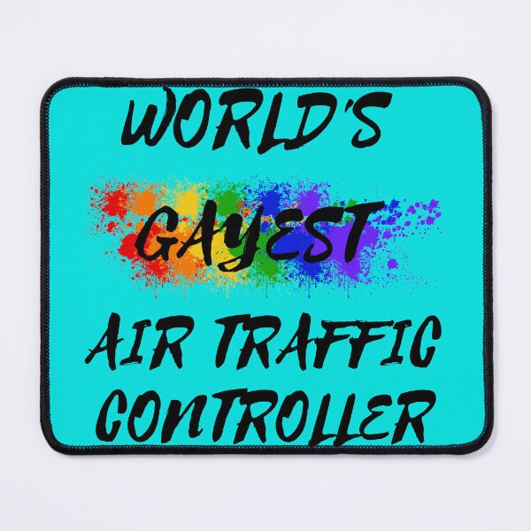 Item preview, World's Gayest Air Traffic Controller Gay Joke With Rainbow Colors For Pride Month In Cyan designed and sold by LuckyKermit.