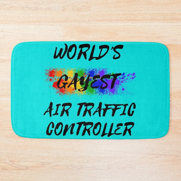 Item preview, World's Gayest Air Traffic Controller Gay Joke With Rainbow Colors For Pride Month In Cyan designed and sold by LuckyKermit.