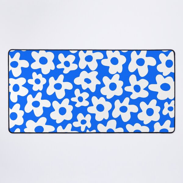 Item preview, Bright Blue Retro Flowers Pattern designed and sold by Jeallan Designs.