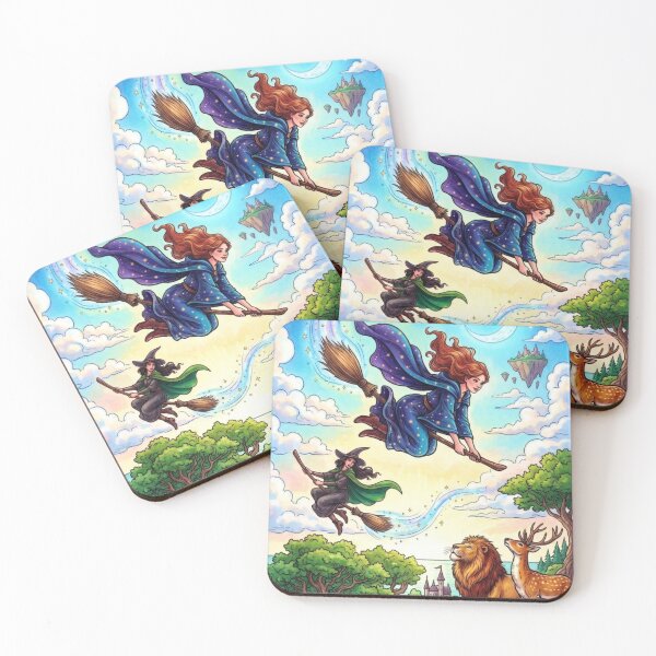 Item preview, The witch is practicing riding a broomstick in the sky. designed and sold by PP&RAINBOW SHOP.