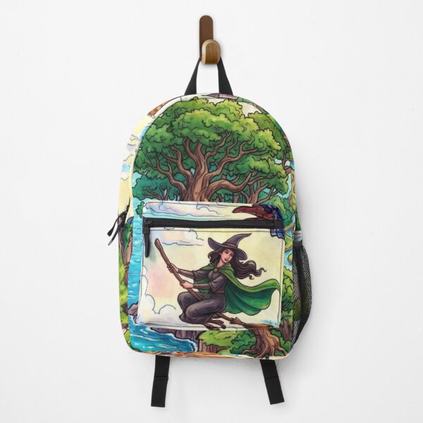 Item preview, The witch is practicing riding a broomstick in the sky. designed and sold by PP&RAINBOW SHOP.