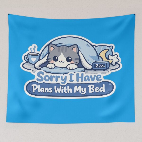 Item preview, Sorry I Have Plans With My Bed Funny Introvert Cat Sticker Sarcastic Humor Gift designed and sold by irfanshikh.