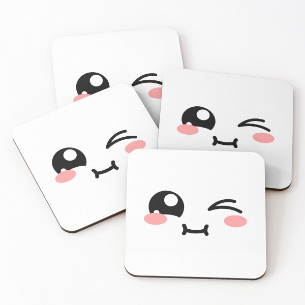 Item preview, Cute kawaii blushing joyful winky chubby face designed and sold by BlushyPrint.