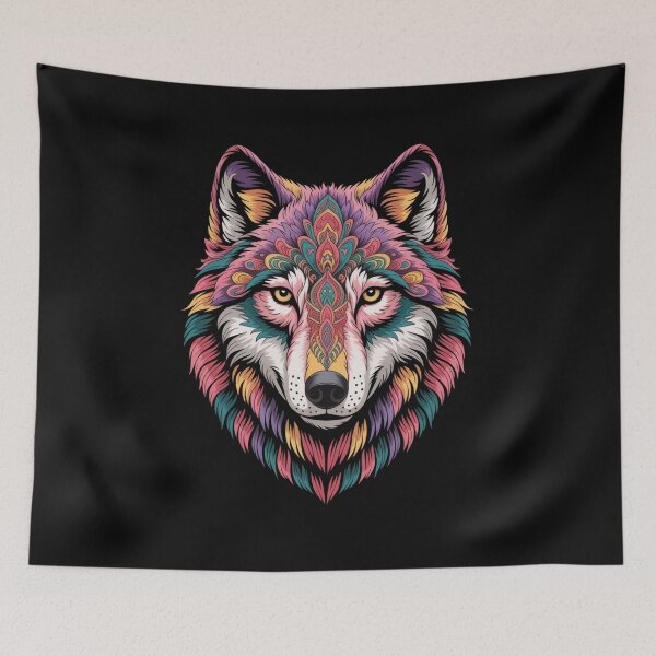 Item preview, Colorful Wolf Mandala Boho Animal Spirit Tribal Wolf Art Design designed and sold by ArcticFoxStudio.