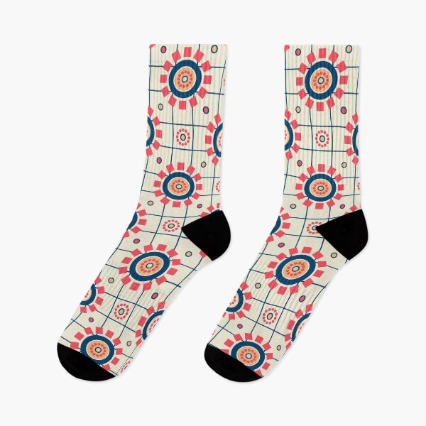 Artikelvorschau, Rosa-rote und dunkelblaue geometrische Blumen entworfen und verkauft von Mint + Midnight.