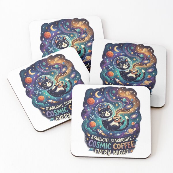 Item preview, Cosmic Coffee Cat: Starlight Starbright Night designed and sold by Csstoree.