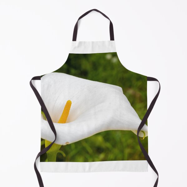 Item preview, Close-Up White Calla Lily With Yellow Spadix In Garden Green Background designed and sold by Nmallia.