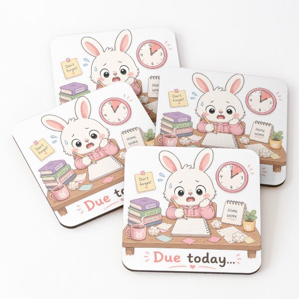 Item preview, Bunny Homework Panic Due Today Study Moment designed and sold by Sadia  Jannat.