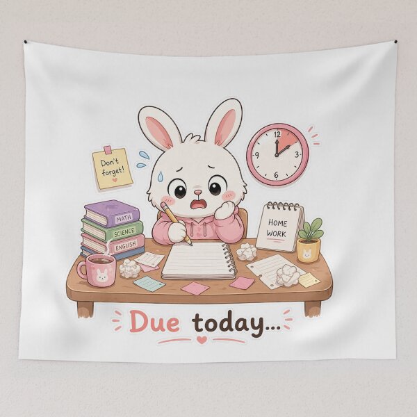 Item preview, Bunny Homework Panic Due Today Study Moment designed and sold by Sadia  Jannat.