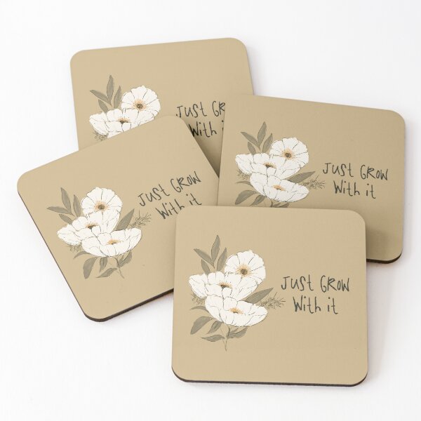 Item preview, Whimsical Botanical Affirmation Art 1G – “Just Grow With It” (Square) designed and sold by Claire_Brown.