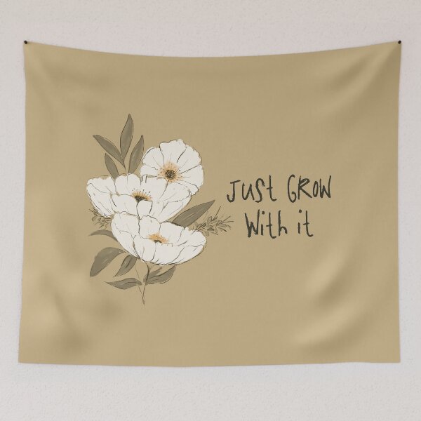 Item preview, Whimsical Botanical Affirmation Art 1G – “Just Grow With It” (Square) designed and sold by Claire_Brown.