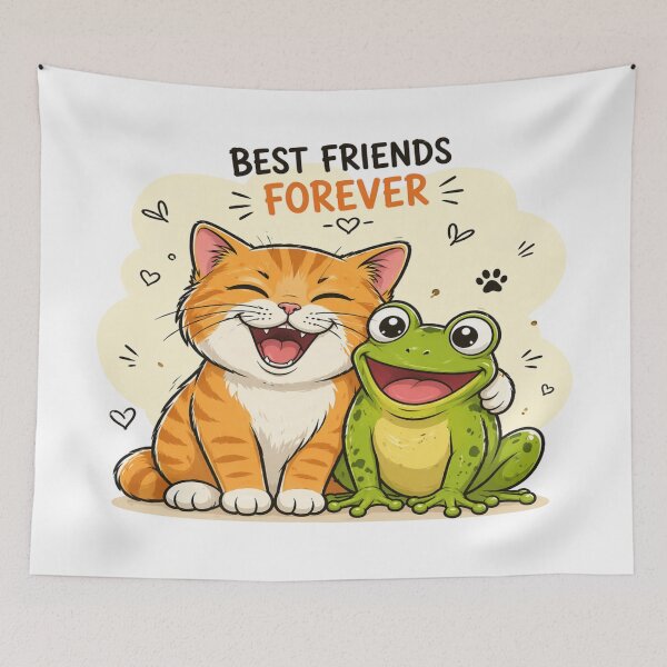 Item preview, Funny Cat & Frog Best Friends | Cute Cartoon Graphic designed and sold by ArtoryNest.