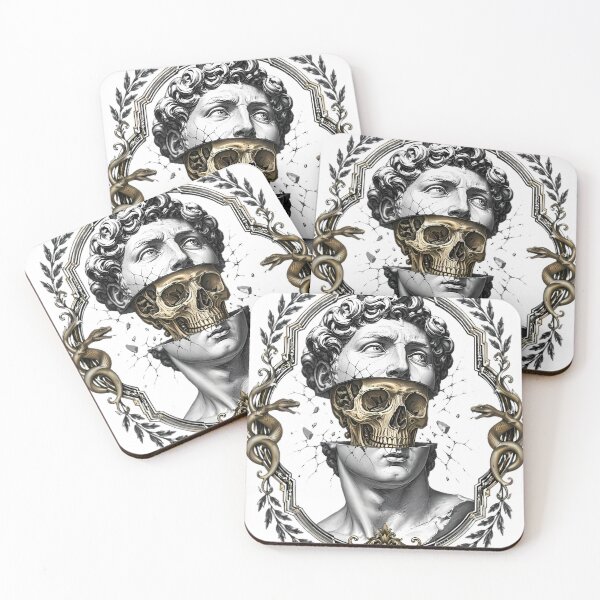 Item preview, Memento Mori Marble Bust — Cracked Statue Skull Gothic Art designed and sold by Yujanne.