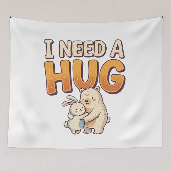 Item preview, I Need a Hug | Retro Typography Quote & Minimalist Statement designed and sold by Wear Sculpt.