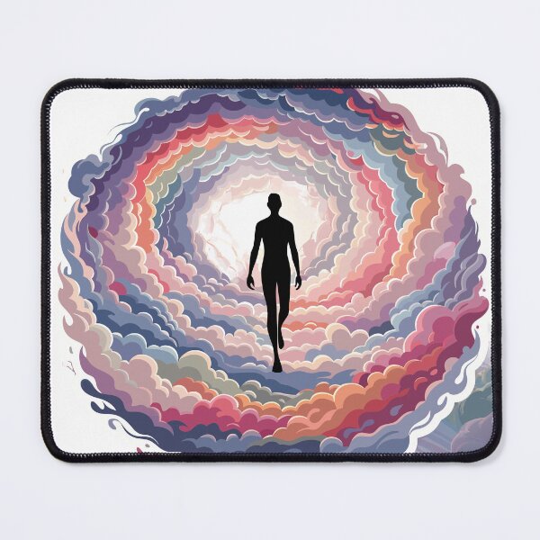 Item preview, Dreamy Human Walking on Clouds Sticker | Surreal Aesthetic Sky Art designed and sold by inkfusionhub99.