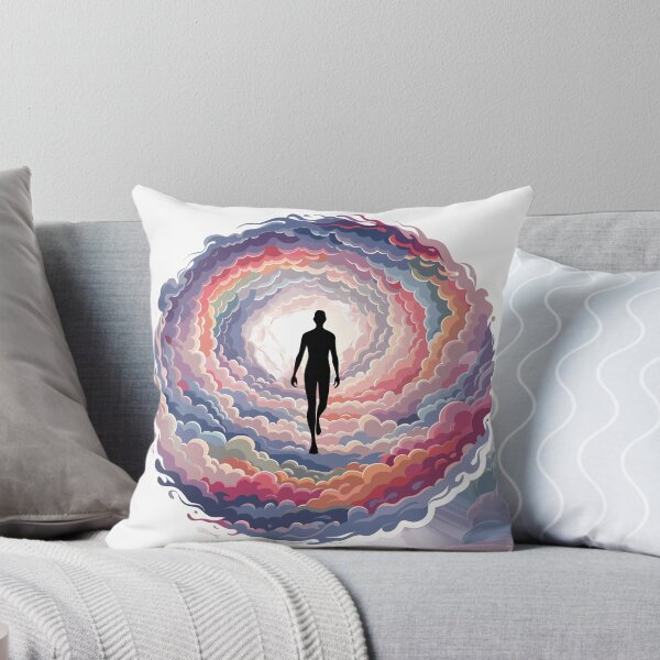 Item preview, Dreamy Human Walking on Clouds Sticker | Surreal Aesthetic Sky Art designed and sold by inkfusionhub99.