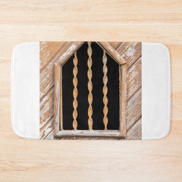 Item preview, Rustic Wooden Window With Twisted Iron Bars and Weathered Diagonal Planks, Vintage Barn Vent designed and sold by Nmallia.