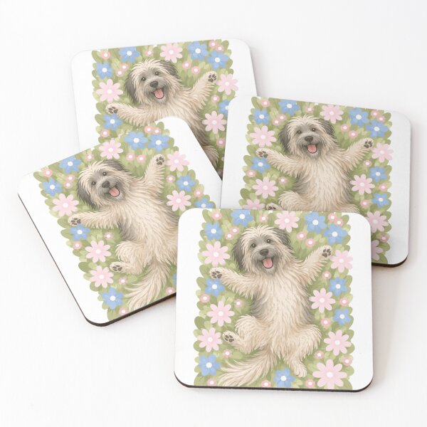 Item preview, Pyrenean Sheepdog Flower Meadow Cute Dog Illustration | Happy Fluffy Dog Art designed and sold by GoodyPaws.