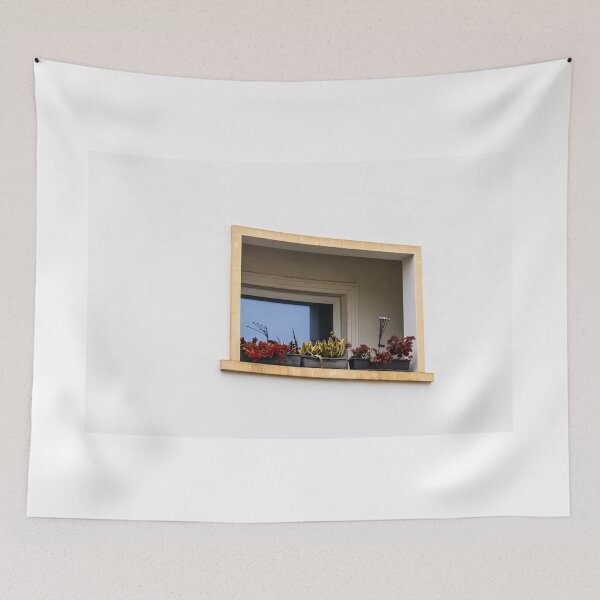 Item preview, Minimal Window Box With Potted Plants On White Facade And Stone Frame designed and sold by Nmallia.