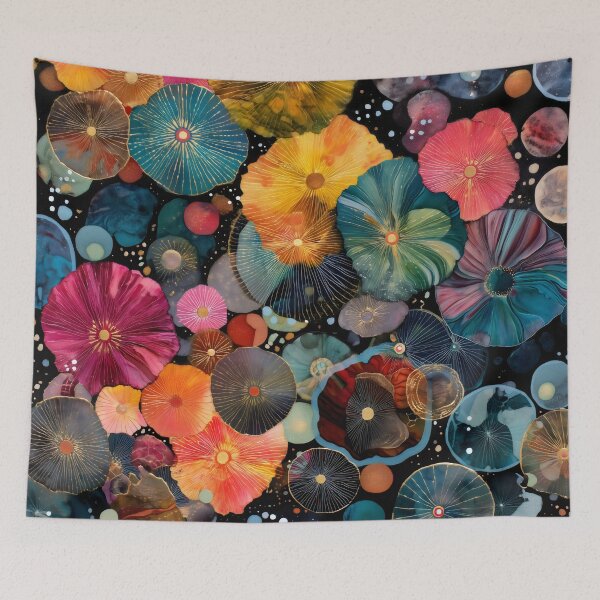 Item preview, Vibrant Bioluminescent Sea Life Abstract Painting designed and sold by LuminousFoundry.