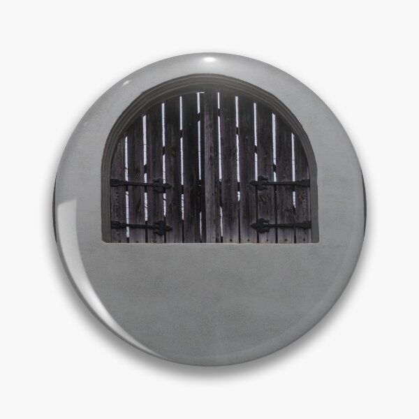 Item preview, Arched Wooden Shutters on Stucco Wall Exterior, Three Symmetrical Closed Windows With Rustic Hinges designed and sold by Nmallia.