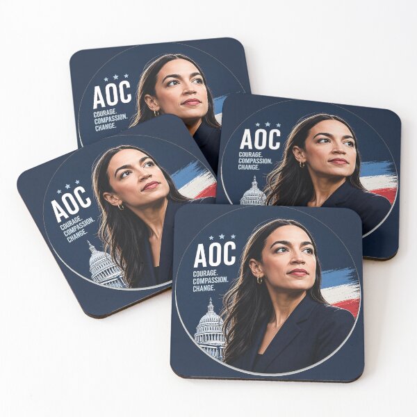 Item preview, AOC Courage Compassion Change Political Portrait designed and sold by Owcomm.