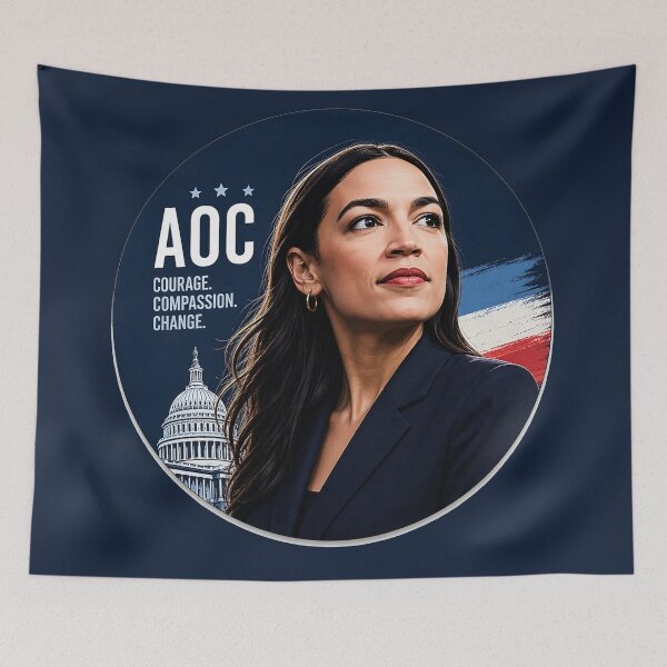 Item preview, AOC Courage Compassion Change Political Portrait designed and sold by Owcomm.