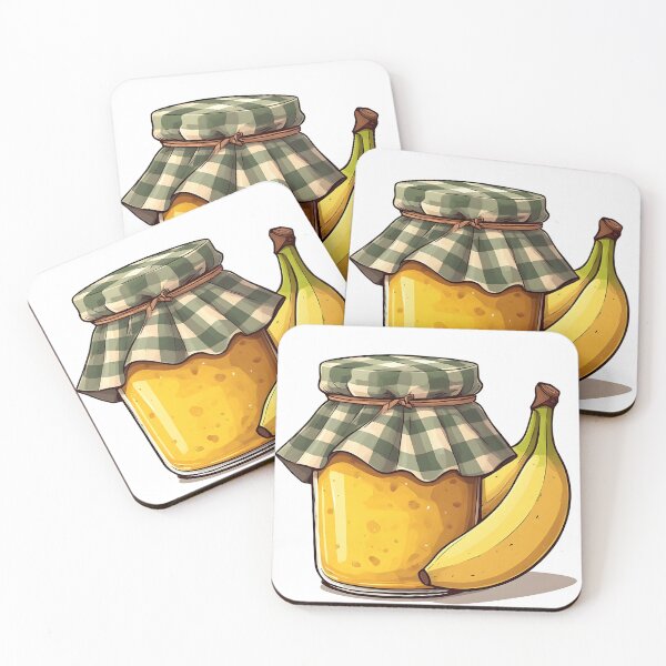 Item preview, Rustic Banana Jam Jar Illustration – Homemade Fruit Preserve Design designed and sold by Karolina’s Cozy Creations.
