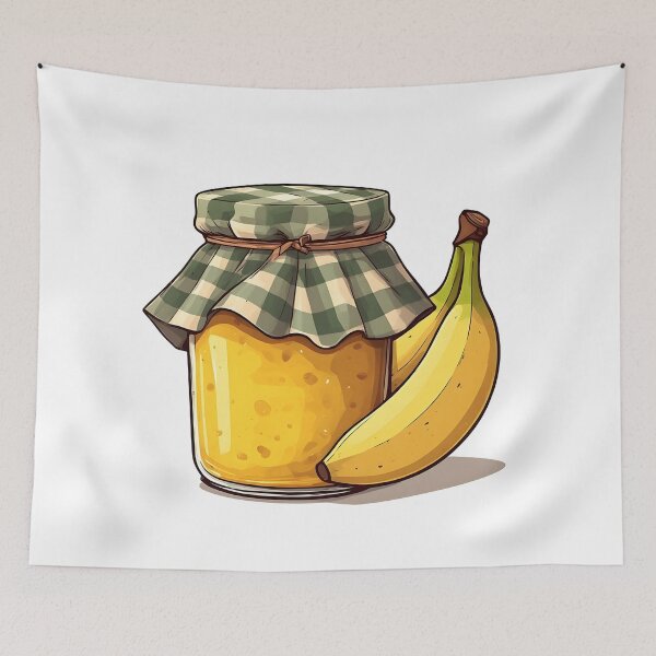 Item preview, Rustic Banana Jam Jar Illustration – Homemade Fruit Preserve Design designed and sold by Karolina’s Cozy Creations.